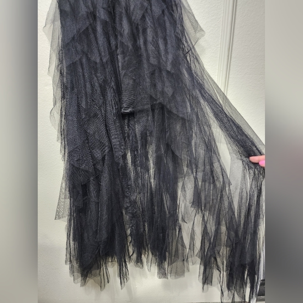 Lulus Forever Flawless Black Sheer Lace Strapless Bustier Maxi Dress M Wedding - Picture 9 of 10